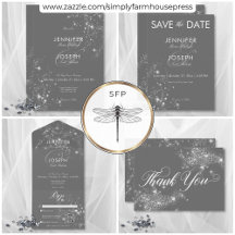 Modern Minimal Gray & White Glam Diamonds Wedding