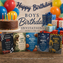 Custom Birthday Invitations for Boys Collection