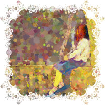 Daydream Girl on Wall Abstract Colorful Geometry