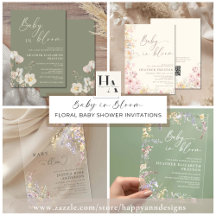 BABY IN BLOOM Baby Shower Invitations