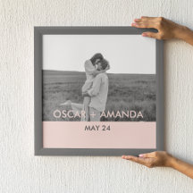 Modern Couple Photo Pink & Grey Perosnalized Name 