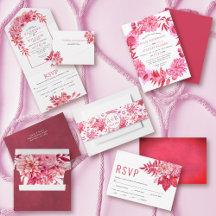 Pink and red flowers wedding collection