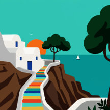 Illustrations of Greek islands