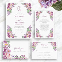 Elegant Lavender Purple Vintage Floral Wedding