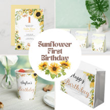 Elephant and Sunflower Animal First Birthday 