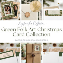 Green and Beige Folk Art Christmas Collection