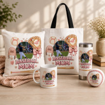Baseball Mom Photo Collage Pink Bow Sports