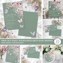 Little Butterfly Sage Green Wildflower Baby Shower