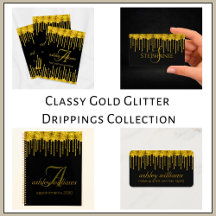 Classy gold and black glitter drippings