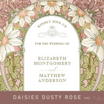 Daisies Dusty Pink Rose v03 - Art Nouveau