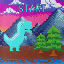 Funny Pixel Gamer Pixelated Dinosaur Illustration 
