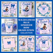 Wildflower Blue Gingham Bow Graduation Party 