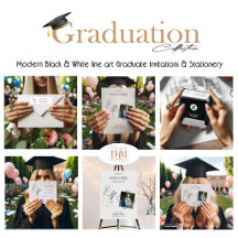 Modern Graduation Black & white line art graduate