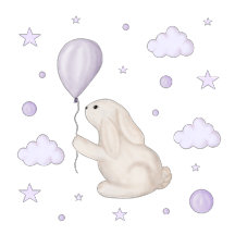 Cute white bunny with balloon
