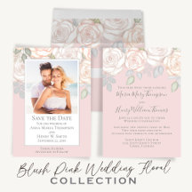 Wedding Blush Pink Watercolor Rose Peony Floral 