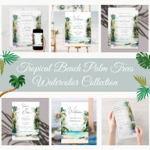 Tropical Beach Palm Trees Watercolor