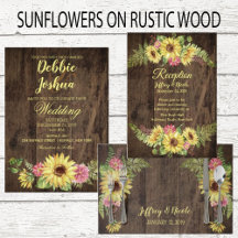 Sunflowers on Rustic Wood Wedding Suite