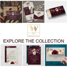 Mason Jar Burgundy Wedding Invitation Suite