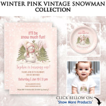 Winter Vintage Snowman Pink