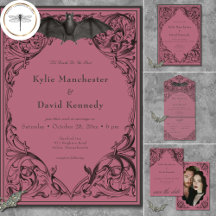 Victorian Bat Until Death Black & Wine Wedding