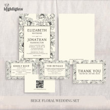 Beige Floral Wedding Set