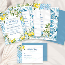 Mediterranean Blue Tiles and Lemons Wedding Suite