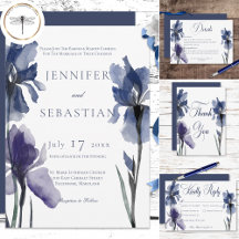 Modern Blue Iris Flowers Wedding