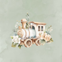 Sage Green Watercolor Train Boy Baby Shower
