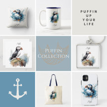 Puffins in watercolor birdsong