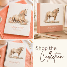 Girl Peach Rose Horse Binder and Folder