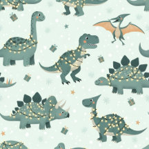 Cute Dinosaur Christmas Lights Kids Wrapping Paper