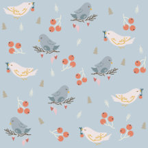 Pastel Christmas Birds Seamless Pattern