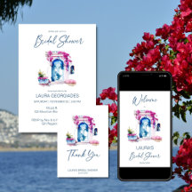 Bougainvillea Mediterranean blue bridal shower