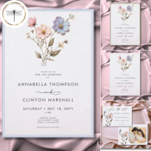Modern Pressed Pastel Wildflowers Wedding