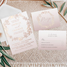 Chic Rose Gold Wreath Wedding Collection