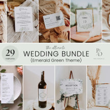 EMERALD GREEN WEDDING INVITATION BUNDLE