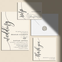 Ivory Cream Modern Minimalist Script Wedding