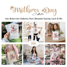 Cute Watercolor Ballerina Mom silhouette dancing