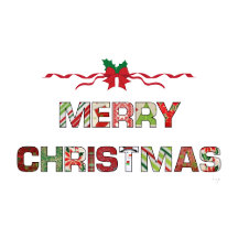 Vintage Merry Christmas Type with Red Bow