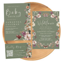 Rustic Boho Wildflower Sage Green Baby Shower