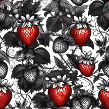 Black, White, and Red Strawberries All Over