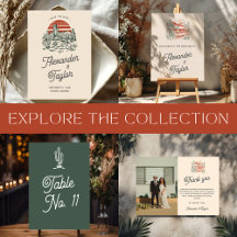 Bold Retro Saguaro Cactus Desert Wedding Suite