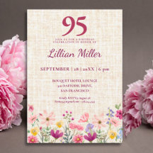 95th Birthday Pink Wildflower Linen Party