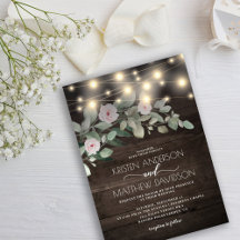 Rustic Wood String Light Watercolor Greenery Suite