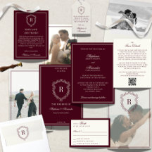 Burgundy & Ivory Monogram Crest Old Money Wedding