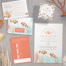 Underwater tropical coral fish art wedding