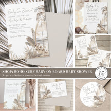 Boho Beach Surfboard Baby On Board Baby Shower