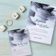 Modern Black Watercolor Brushstroke Wedding