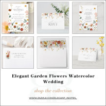 Elegant Garden Flowers Watercolor Wedding
