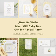 Gender Reveal Yellow Preppy What Will Baby Bee? 